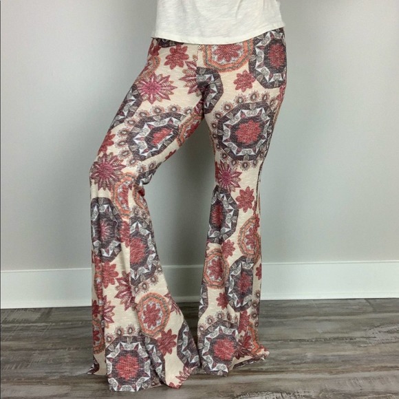 Hummingbird Pants - Hummingbird Retro Print Bell Bottom Pants L